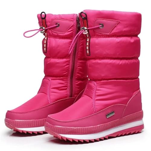 AODECCIE Damen-Schneestiefel mit Reißverschluss Winter Gebaut für Komfort, Winter II Wasserdichter, mit Fell gefütterter, frostiger, Warmer, Rutschfester Stiefel (41, Rosa) von AODECCIE