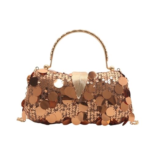AOEGBY Damen Pailletten Abendtasche Damen Luxus Kette Single Shoulder Abend Clutch(Brown) von AOEGBY