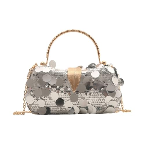 AOEGBY Damen Pailletten Abendtasche Damen Luxus Kette Single Shoulder Abend Clutch(Silver) von AOEGBY