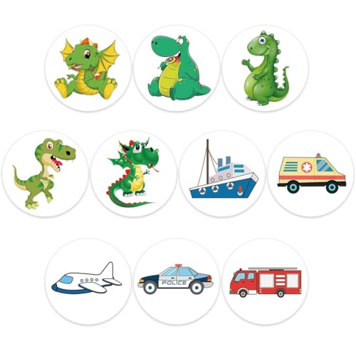AOEVUIR 10 Pcs Töpfchentraining Aufkleber Wiederverwendbar Lustig Töpfchentraining Sticker Magische Aufkleber für Jungen Mädchen Töpfchen-Ziel-Aufkleber mit 10 Mustern - Dinosaurier Auto Flugzeug von AOEVUIR