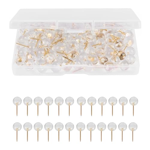 AOEVUIR 100 Pcs Transparente Reißzwecken Pinnnadeln Extrem Stabil und Wiederverwendbar Ideal für Büro und Heimgebrauch von AOEVUIR