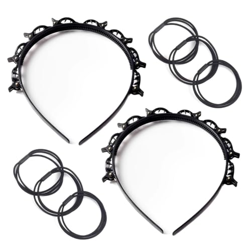 AOEVUIR 2 Pcs Bangs Hairstyle Hairpin Frisurenhilfe Haarreif mit Klammern Haarnadeln Friseurbedarf Stirnband Haarhalter Haarschmuck Haarband Haarband mit Clips Twist Clip Stirnband （Mit 6 Haarbändern） von AOEVUIR