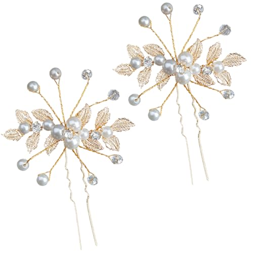 AOEVUIR 2 Pcs Haarschmuck Hochzeit Perle Blume Braut Haarkamm Strass Brautschmuck Braut Haarnadeln für Kommunion MäDchen Braut Brautjungfer von AOEVUIR