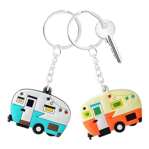 AOEVUIR 2 Pcs Schlüsselanhänger Wohnwagen Camper Schlüsselanhänger Wohnmobil Deko Retro Reiseanhänger Zubehör RV Campervan Geschenk Charm von AOEVUIR
