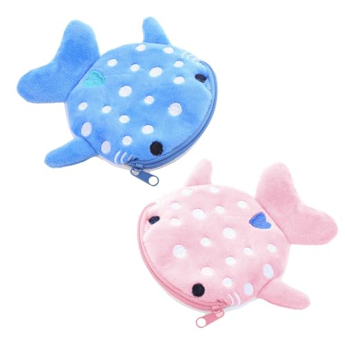 AOEVUIR 2 pcs Shark Coin Purse Mini Cute Coin Purse Cartoon Zipper Cosmetic Bag Headphone Wallet Small Item Bag Kids Shark Wallet von AOEVUIR