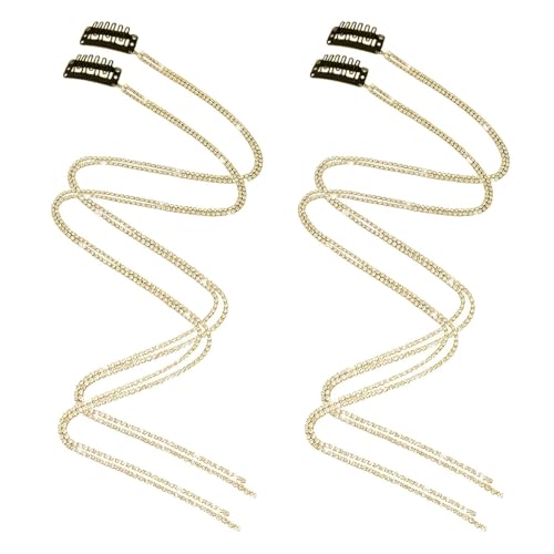 AOEVUIR 4 Pcs Strass Haarketten Für Frauen Quaste Haarspangen Ketten Goldr Kristall Quaste Haarspange Kette glitzer Glitzer Strähnen Haare Für Den Täglichen Gebrauch von Mädchen (Gold) von AOEVUIR