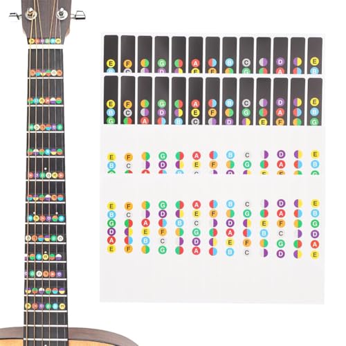 AOEVUIR 4 Stück Gitarren Noten Aufkleber Gitarrengriffbrett Sticker Ideal für Anfänger Schwarz Transparent AOEVUIR 4 Stück Gitarren Noten Aufkleber Gitarrengriffbrett Sticker Ideal für Anfänger Schwarz Transparent von AOEVUIR