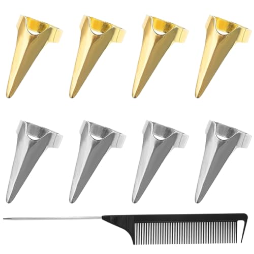AOEVUIR 9 Pcs Flecht-Fingerwerkzeug Haarscheitelwerkzeug für Finger Scheitelring zum Flechten von Haaren Metallnägel für Finger Flechtwerkzeug Haarscheitel-Werkzeug für Frauen Zöpfe von AOEVUIR