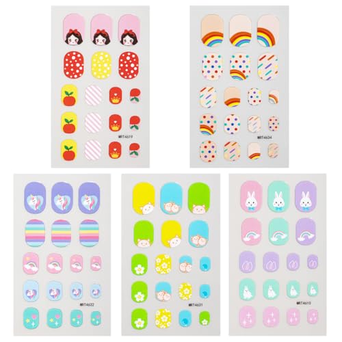 AOEVUIR 90 Pcs Nägel Zum Aufkleben für Kinder Kinder drücken auf Nägel Kinder False Nail Set Künstliche Nail Tips fingernägel zum aufkleben kinder für Mädchen Kleinen Händen Damen von AOEVUIR