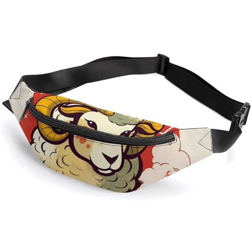 Bauchtasche für Damen und Herren, Cartoon-Schaf, verstellbare Gürteltasche für Workout, Laufen, Reisen, lässige Hüfttasche, Stil 1, 36*15cm Bauchtasche für Damen und Herren, Cartoon-Schaf, verstellbare Gürteltasche für Workout, Laufen, Reisen, lässige Hüfttasche, Stil 1, 36*15cm von AOGATO