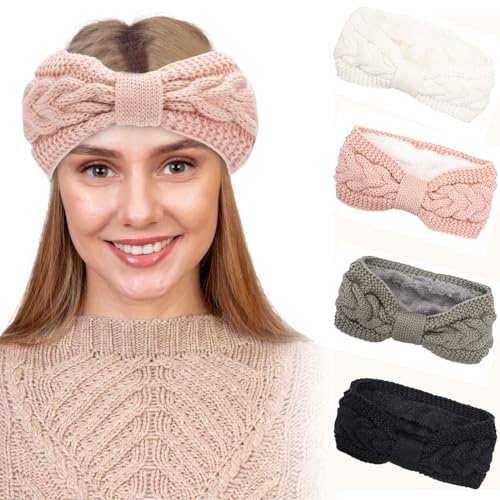 Damen Winter Stirnband, Winter Stirnbänder für Frauen Ohrwärmer, Damen Kaltes Wetter Stirnbänder Strick Stirnbänder Fleece Stirnbänder Winter Zubehör für Frauen Mädchen von AOGEWON