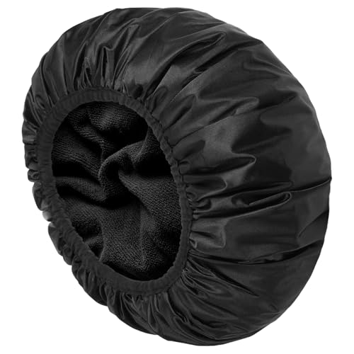 AOGOE Duschhaube Damen, Wiederverwendbare 3-lagige Duschhaube, 2-in-1 Extra-große Saugstark Turban & wasserdichte Shower cap, Verstellbare Damen-Duschhauben für Mädchen Damen（Schwarz） von AOGOE