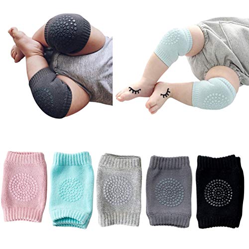 Säugling Kleinkind Baby verstellbare elastische Knie Ellenbogen Beinauflage Bein Wärmer kriechende Baby Socken Knie Sicherheit Schutz Unisex -5 Paar von AOI