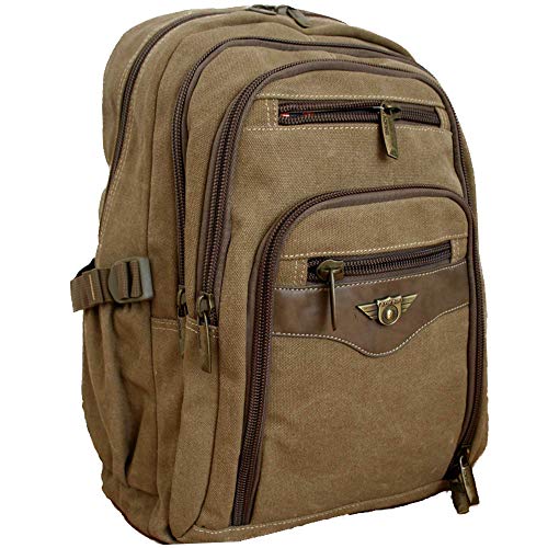 AOKING Rucksack Sport Reise Wander Schul Tasche Canvas Day Back Pack Outdoor braun von AOKING