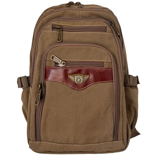 Aoking Rucksack Sport Reise Wander Schul Tasche Canvas Day Back Pack Outdoor braun von Aoking