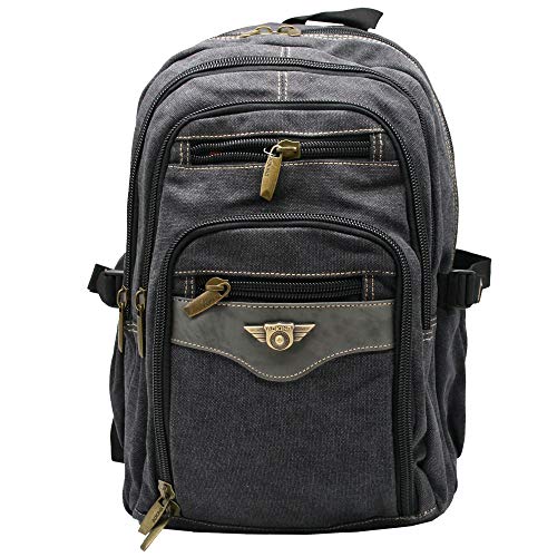 AOKING Rucksack Sport Reise Wander Schul Tasche Canvas Day Back Pack Outdoor schwarz von AOKING