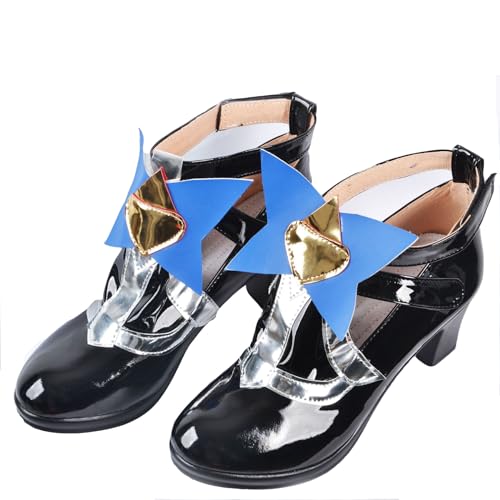 Anime Genshin Impact Fischl Cosplay Damen Rollenspielschuhe, Tanzschuhe Reduced Anime, High Heels Schuhe Role Play,Blue,38 von AOKLEY