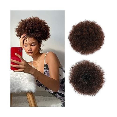 Haarteil Haargummi Haarknoten Hochsteckfrisuren Afro Puff Kordelzug-Pferdeschwanz for Frauen, 8/10 Zoll synthetische Afro-Kinky-Curly-Haarknoten-Verlängerungs-Haarteile, Clip-in-Kordelzug-Pferdeschwan von AOKLEY