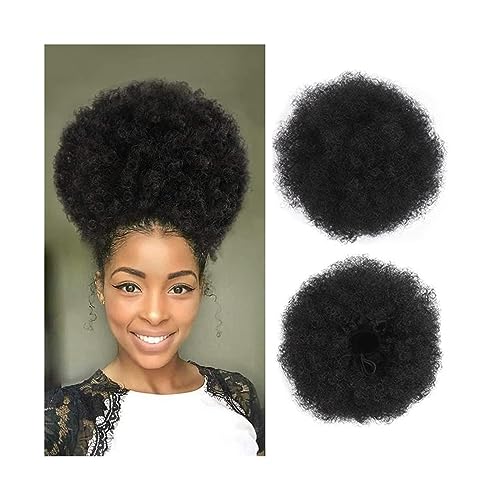 Haarteil Haargummi Haarknoten Hochsteckfrisuren Afro Puff Kordelzug-Pferdeschwanz for Frauen, 8/10 Zoll synthetische Afro-Kinky-Curly-Haarknoten-Verlängerungs-Haarteile, Clip-in-Kordelzug-Pferdeschwan von AOKLEY