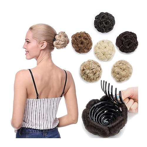 Haarteil Haargummi Haarknoten Hochsteckfrisuren Donut-Chignon-Clip-in-Haarverlängerung for Frauen, Blumen-Stil, Haarknoten, Haarteil, synthetische Locken, Klaue im Pferdeschwanz, Haarverlängerung, Hoc von AOKLEY