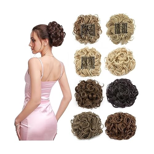 Haarteil Haargummi Haarknoten Hochsteckfrisuren Synthetic Dish Hair Bun, Comb Clip In Hair Extension Messy Wave Curly Chignon Hair Pieces Updo Curly Ponytails Extension Hairpiece for Women Haarverläng von AOKLEY