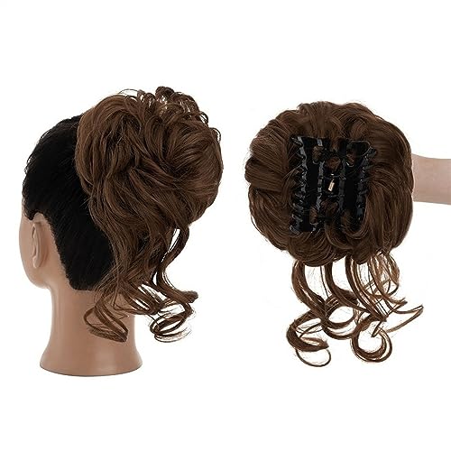 Haarteil Haargummi Haarknoten Hochsteckfrisuren Synthetischer Haarknoten mit Klaue, Chignon for Frauen, unordentliche, lockige Haarknoten, Clip-in-Pferdeschwanz-Haarverlängerungen, flauschige, natürli von AOKLEY