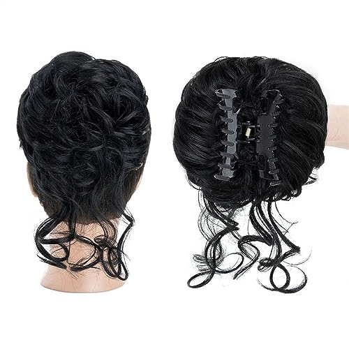 Haarteil Haargummi Haarknoten Hochsteckfrisuren Synthetischer Haarknoten mit Klaue, Chignon for Frauen, unordentliche, lockige Haarknoten, Clip-in-Pferdeschwanz-Haarverlängerungen, flauschige, natürli von AOKLEY