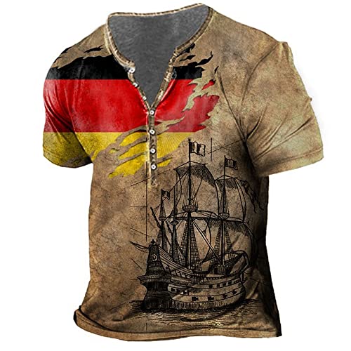 3D Druck T-Shirt Herren Rundhals Causal Shirt Herren Vintage T-Shirts Für Herren Kurzarm Herren Knopfleiste Tshirt Herren Streetwear Herren TD-30 4XL von AOKODA