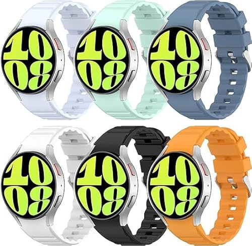 AOKOEE 6 Stück Silikon Armband für Samsung Galaxy Watch 6 5 4 40mm 44mm/Watch 6 Classic 43mm 47mm/Watch 5 Pro 45mm/Watch 4 Classic 42mm 46mm, Sportarmband für Damen Herren von AOKOEE