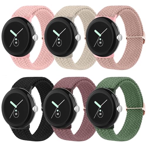 AOKOEE Nylon Geflochtene Armband kompatibel mit Google Pixel Watch Armband, Komfort einstellbar Google Watch Armband für Google Pixel Watch 2/1 Armband für Frauen Männer von AOKOEE