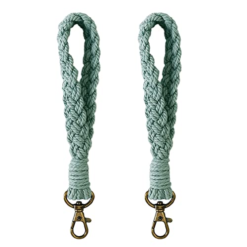 AOKSUNOVA 2 Stück Schlüsselanhänger Band Makramee Schlüsselband Schlüsselbund Frau Lanyard Schlüssel Anhänger Grün von AOKSUNOVA