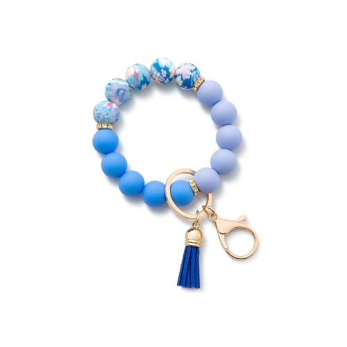 AOKSUNOVA Armband Schlüsselanhänger Frau Autoschlüsselanhänger Perlen Schlüsselarmband Handgelenk Schlüsselband Boho Blau von AOKSUNOVA