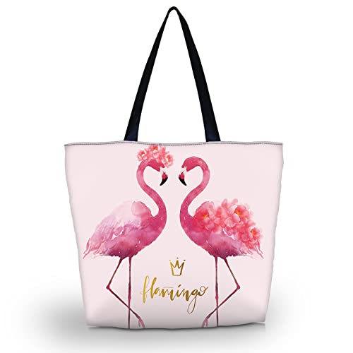 AOKSUNOVA Einkaufstaschen Damen Umhängetasche Wiederverwendbare Handtasche mit Innentasche Flamingo von AOKSUNOVA
