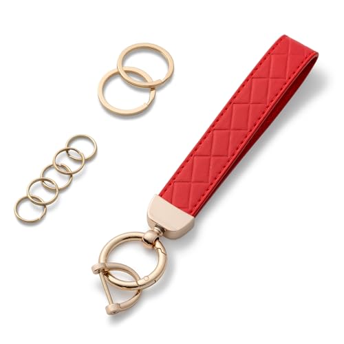 AOKSUNOVA Rot Schlüsselanhänger Damen Auto Schlüsselanhänger Leder Autoschlüsselanhänger von AOKSUNOVA