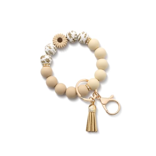 AOKSUNOVA Schlüsselanhänger Armband Perlen Schlüsselarmband Handgelenk Auto Frau Schlüsselanhänger Damen Autoschlüsselanhänger Hellrosa von AOKSUNOVA