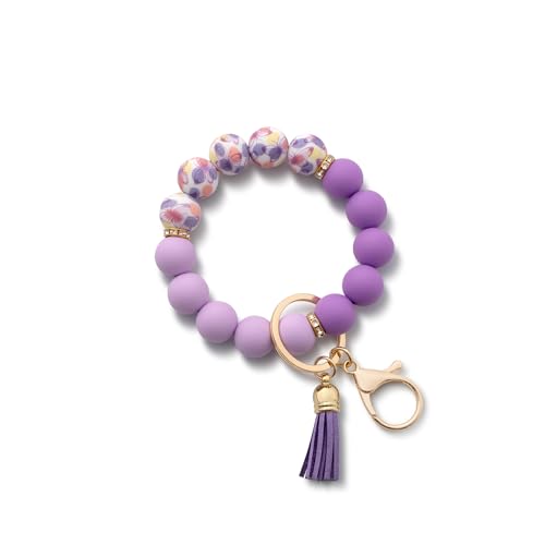 AOKSUNOVA Schlüsselanhänger Armband Schlüsselband Perlen Schlüsselanhänger Frau Autoschlüsselanhänger Frauen Lila von AOKSUNOVA