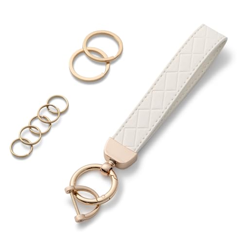 AOKSUNOVA Schlüsselanhänger Auto Schlüsselanhänger Damen Leder Autoschlüsselanhänger Weiß von AOKSUNOVA