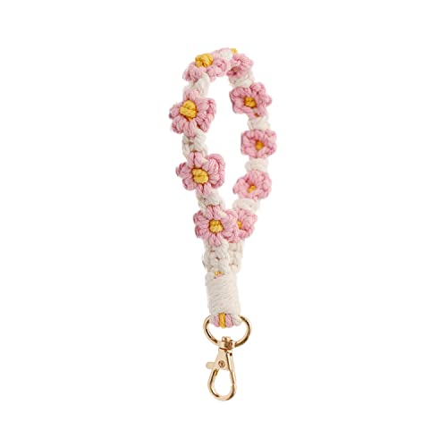 AOKSUNOVA Schlüsselanhänger Band Schlüsselanhänger Makramee Rosa Schlüsselband Kurz Key Chain Boho Mädchen von AOKSUNOVA