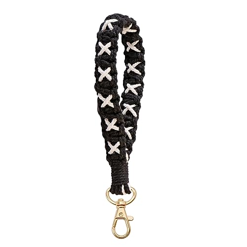 AOKSUNOVA Schlüsselanhänger Boho Schwarz Schlüsselband Frau Schlüssel Anhänger Makramee Lanyard Keychain von AOKSUNOVA