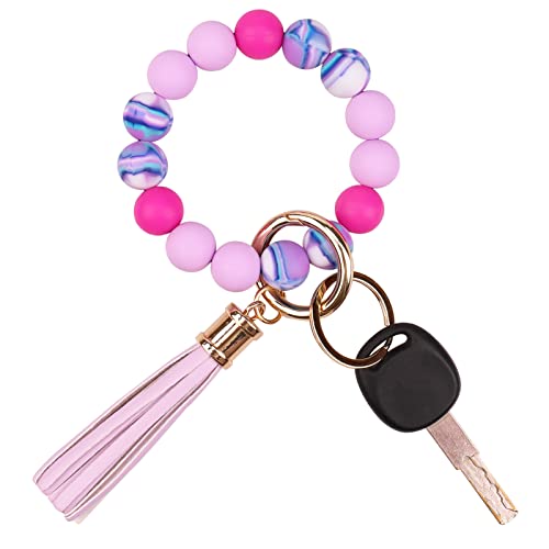 AOKSUNOVA Schlüsselanhänger Frau Armband Perlen Lila Schlüsselarmband Keychain Schlüsselkette von AOKSUNOVA
