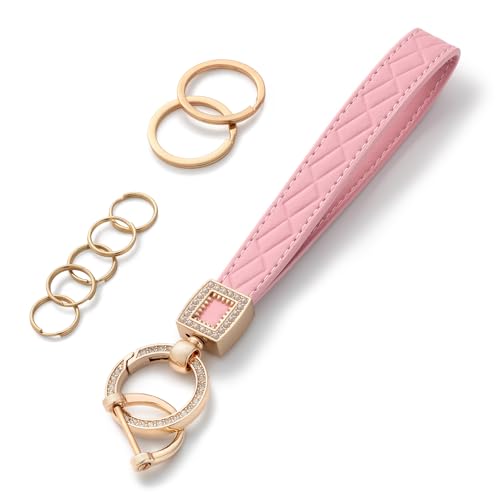 AOKSUNOVA Schlüsselanhänger Rosa, Glitzer Schlüsselanhänger Auto Frauen, Autoschlüsselanhänger aus Leder für Damen Freundin Mädchen von AOKSUNOVA