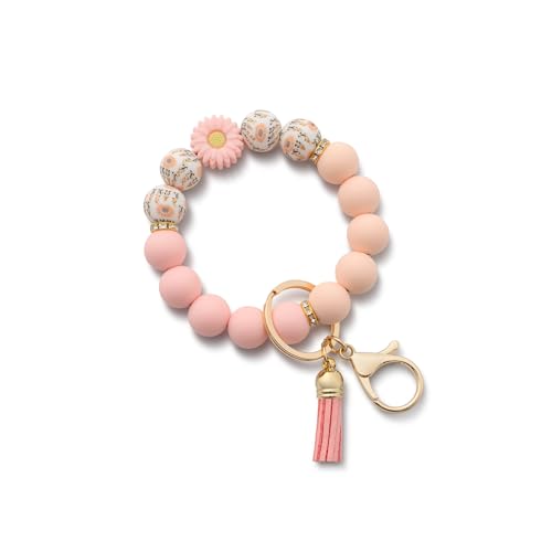 AOKSUNOVA Schlüsselanhänger Perlen Autoschlüsselanhänger Frau Schlüsselanhänger Armband Damen Schlüsselband Rosa von AOKSUNOVA