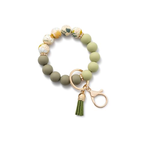 AOKSUNOVA Schlüsselarmband Handgelenk Autoschlüsselanhänger Perlen Schlüsselanhänger Auto Frauen Schlüsselband Boho Grün von AOKSUNOVA