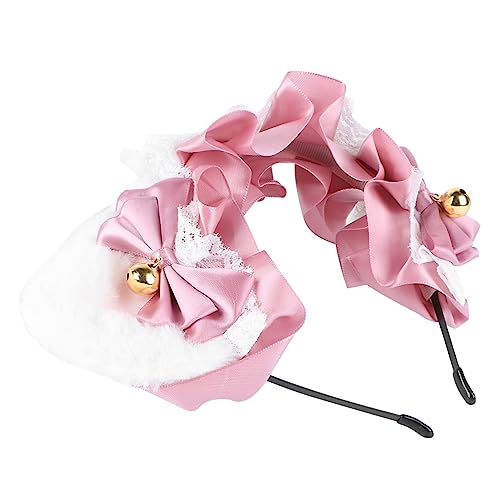 1Stk Stirnband mit Katzenohren Haarpflegezubehör Haarschmuck für Mädchen Haarbänder für Damenhaar haaraccessoires haarschmuck haare Kopfbedeckung Lolita-Haarreifen Spitze Rosa AOKWAWALIY von AOKWAWALIY