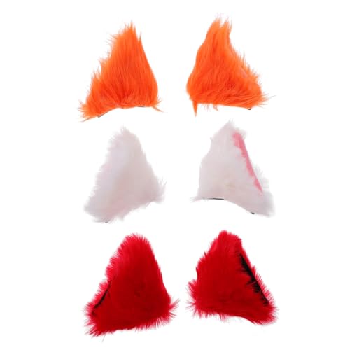 3 Paar Haarnadeln mit Katzenohren Plüsch-katzenohr-haarspange Modisches Haar-accessoire für Frauen Cosplay-party-kopfbedeckung von AOKWAWALIY