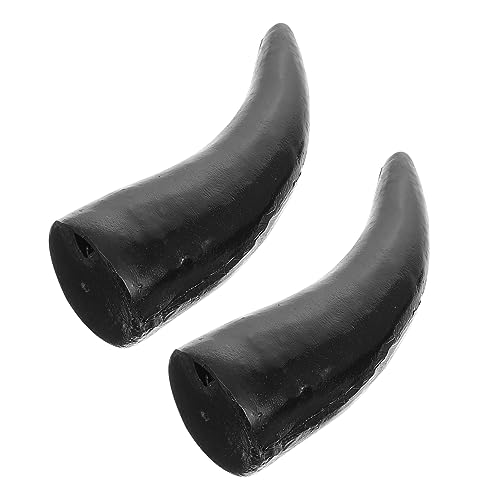 AOKWAWALIY 1 Paar Simulationshorn Ochsenhorn Reifen Schwarzes Schafshorn Hufe halloween kopfschmuck halloween kopfbedeckung Halloween Stirnband Bulls Horn Halloween-Stierhörner Plastik Black von AOKWAWALIY