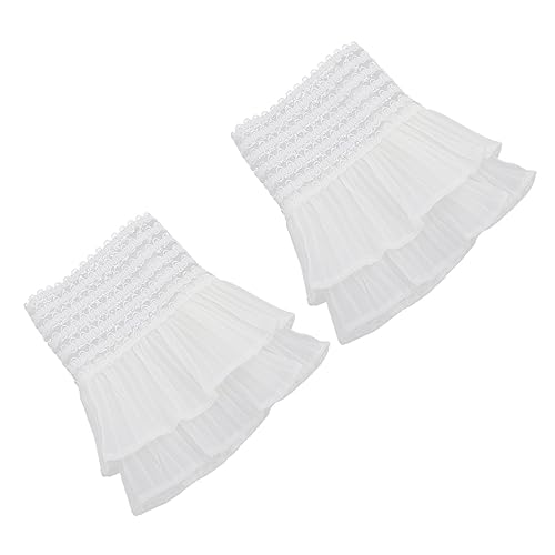 AOKWAWALIY 1 Paar gefälschte Ärmel Spitzenärmel Bündchen aus Lolita-Spitze halloween costume halloween kleidung gotische Spitzenmanschetten Sockenbündchen aus Spitze Chiffon Weiß von AOKWAWALIY