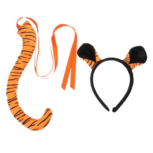 AOKWAWALIY 1 Satz Cartoon-Tierohren Tigerschwanz-Cosplay Leoparden-Stirnbänder Tigerkostüm für Cosplay Tiger-Cosplay camoing masquerade Tigerkostüm-Requisiten Ohren Stirnband Stoff von AOKWAWALIY