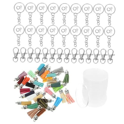 AOKWAWALIY 1 Satz Schlüsselanhänger-Quasten-Set Aus Acryl Klarer Leerer Schlüsselanhänger Transparenter Schlüsselanhänger DIY Zubehör DIY-schlüsselanhänger Leere Schlüsselanhänger Metall von AOKWAWALIY