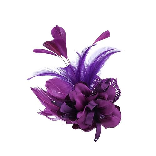 AOKWAWALIY 1Stk Haarspangen Haarklammer hair topper haar volumenclip Lila Feder-Fascinator Fascinator-Mütze für Damen Haarnadel Haarspange für Damen Blumenbrosche Mädchen Korsage Fräulein von AOKWAWALIY